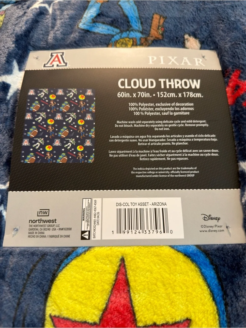 Pixar University Arizona Toy Story Cloud Throw Blanket - 60”x70”